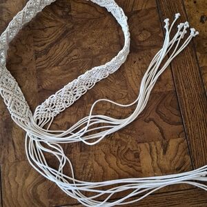 Handwoven Macramé White Belt